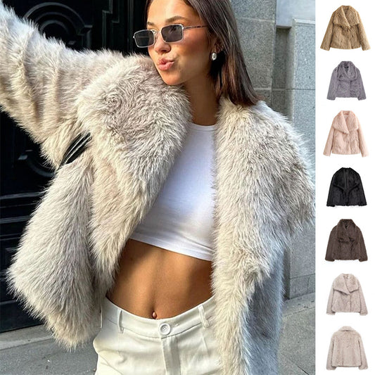 Fluffy Lapel Plush Coat