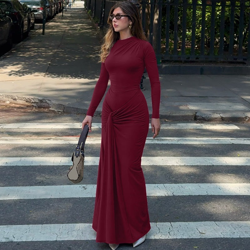 Lace-Up Waist Slim Fit Sheath Dress