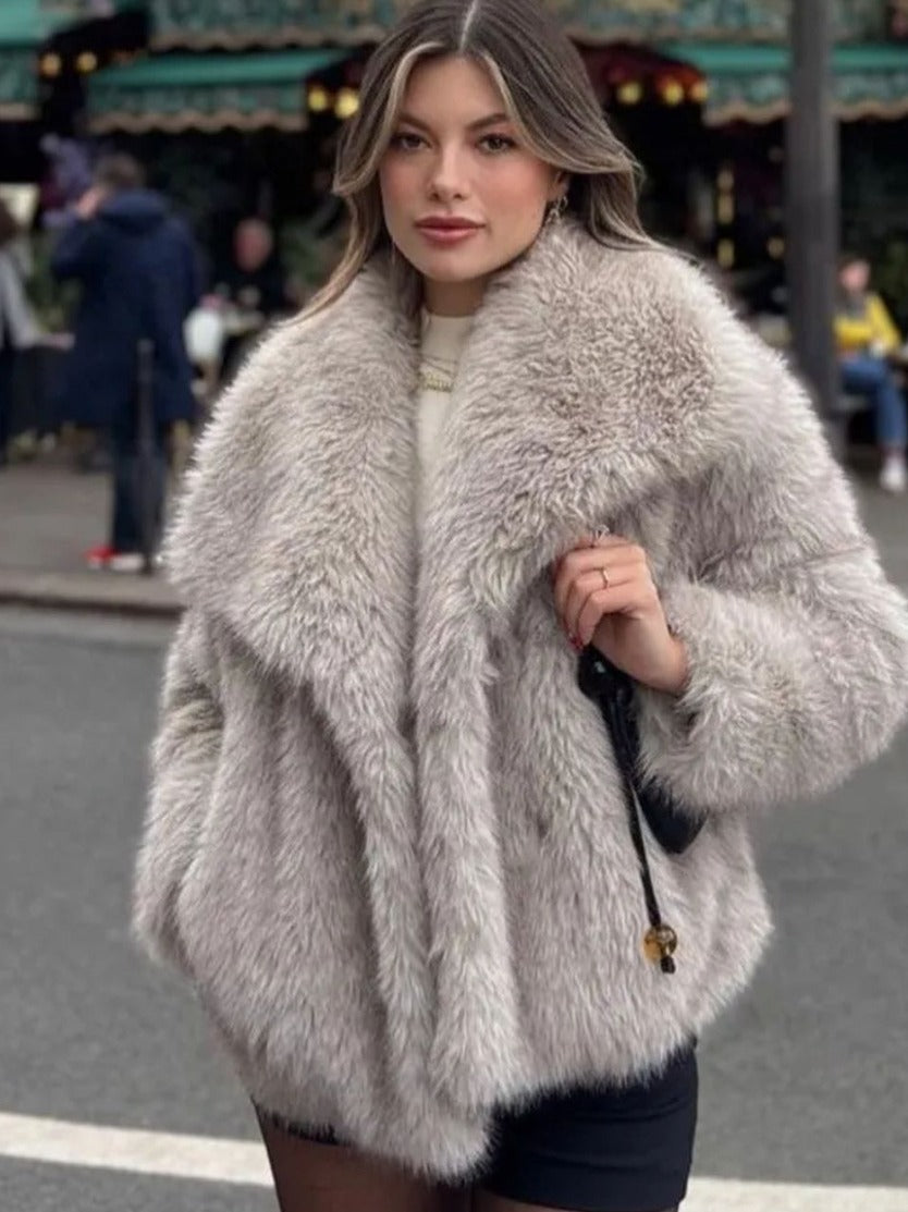 Fluffy Lapel Plush Coat