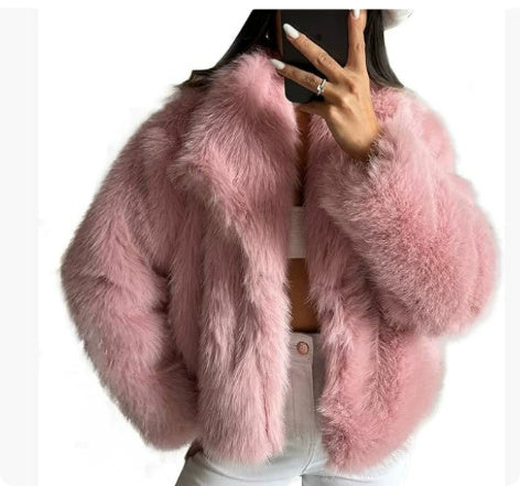 Fluffy Lapel Plush Coat