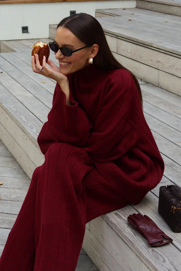 Elegant Ribbed Knit Two-Piece Set