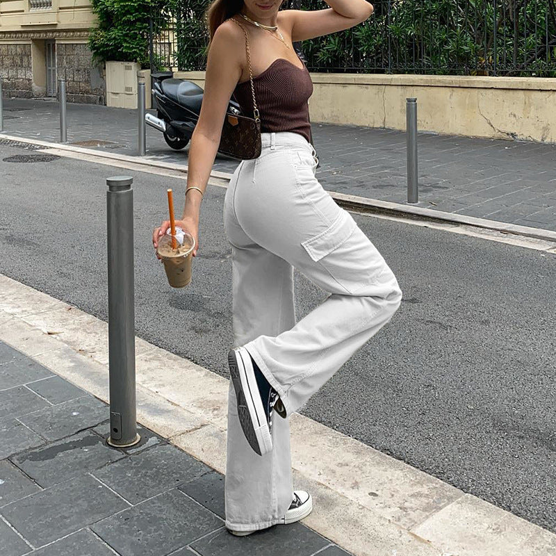 High-Waist Straight Denim Pants for Women