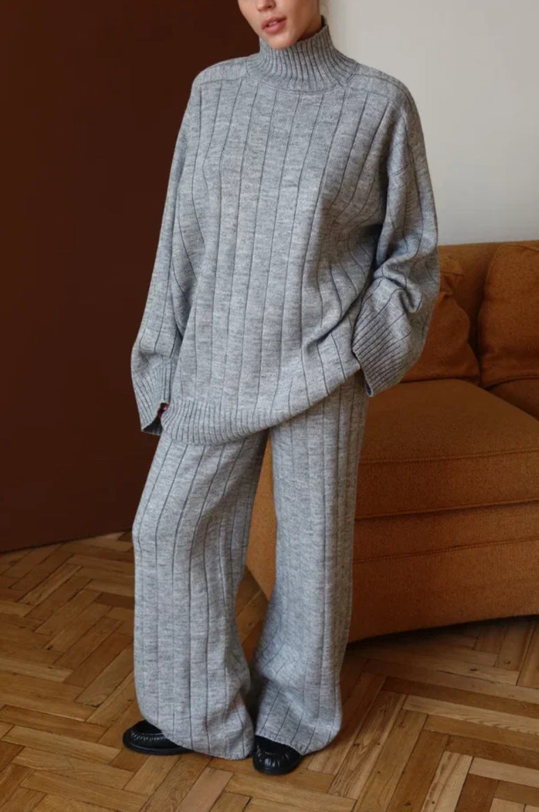 Elegant Ribbed Knit Two-Piece Set