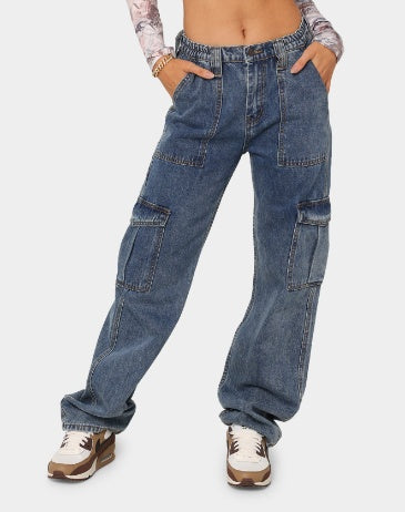 High-Waist Straight Denim Pants for Women