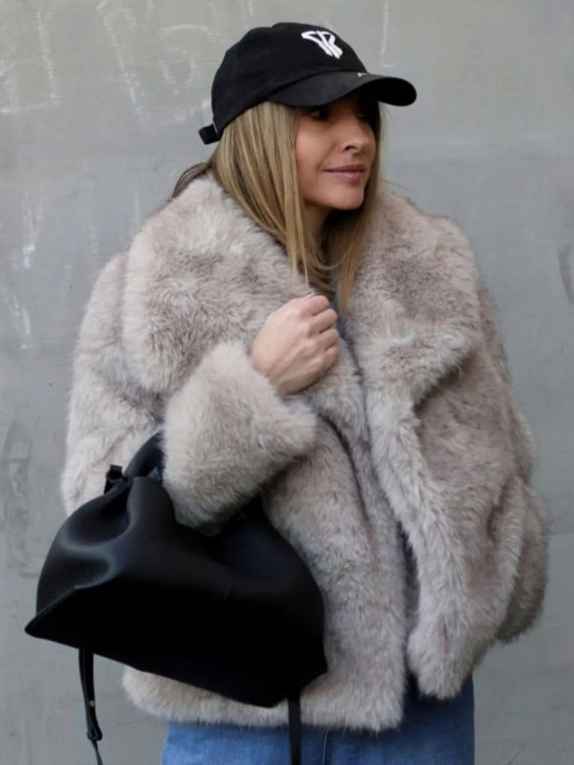 Fluffy Lapel Plush Coat