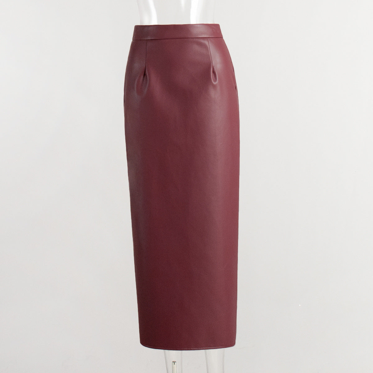 Elegant Red Slit Midi Skirt