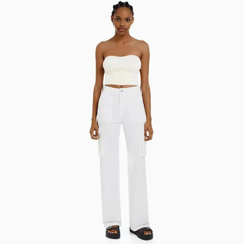 High-Waist Straight Denim Pants for Women