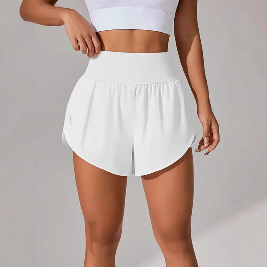 High‑Waisted Ruffled Yoga Shorts