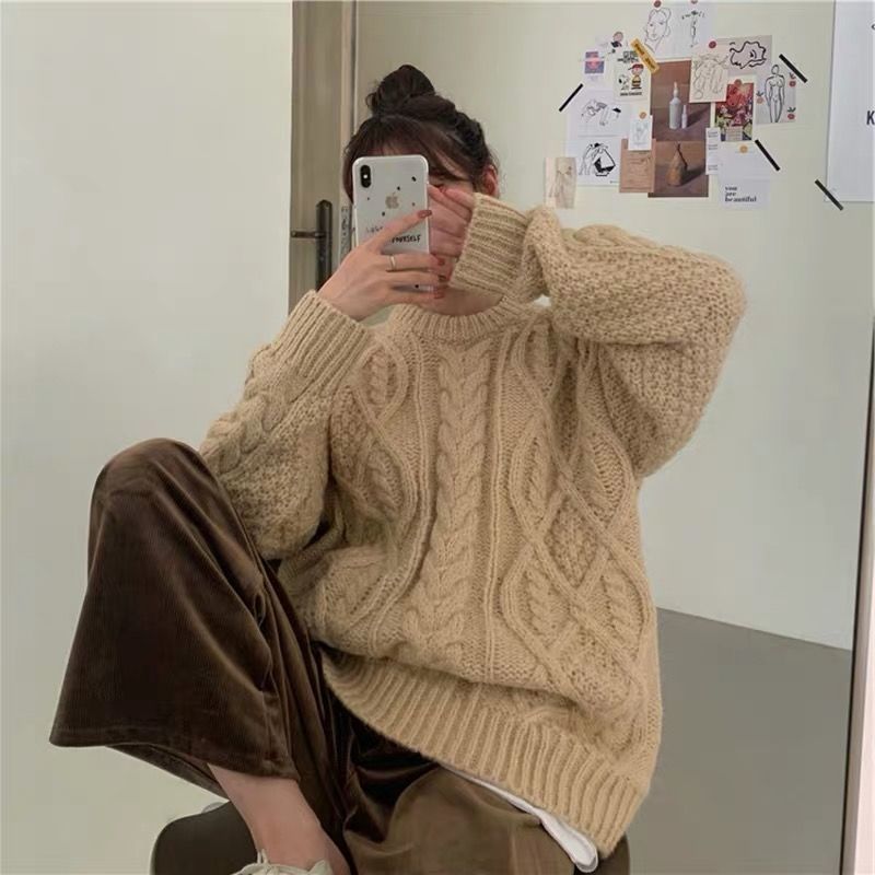 Retro Red Twist Knit Sweater