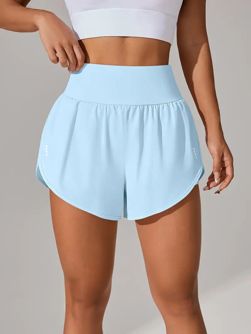 High‑Waisted Ruffled Yoga Shorts