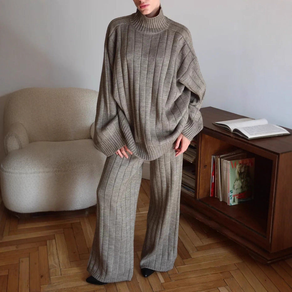 Elegant Ribbed Knit Two-Piece Set